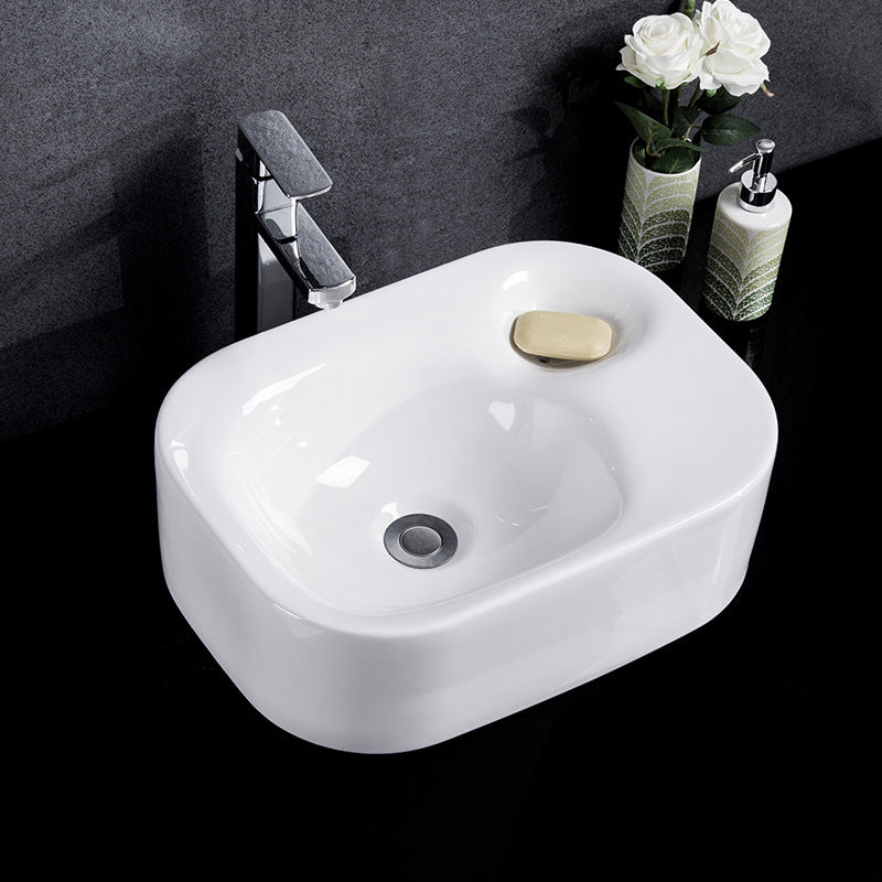 Modern Bathroom Sink Solid Color Porcelain Vessel Bathroom Sink