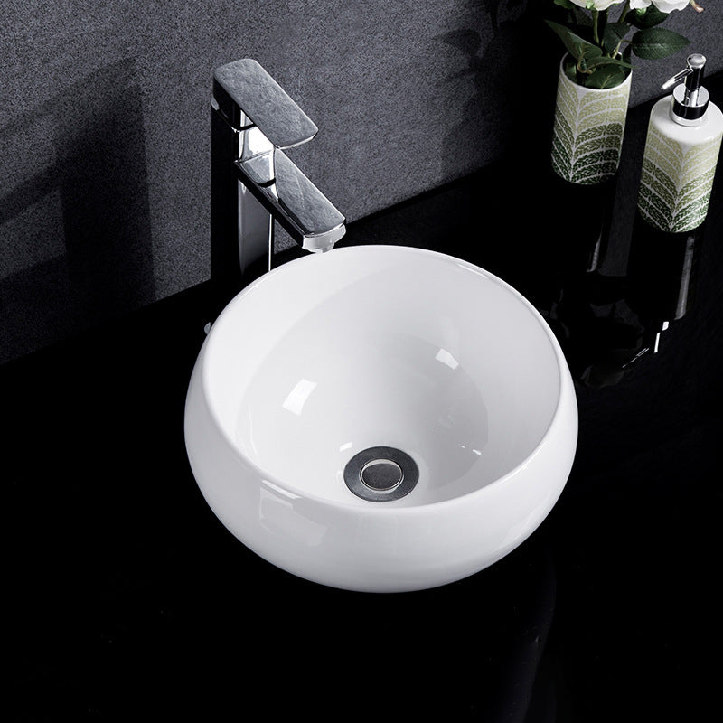 Modern Bathroom Sink Solid Color Porcelain Vessel Bathroom Sink