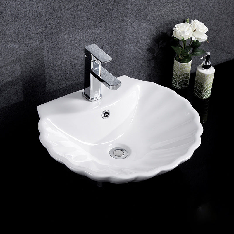 Modern Bathroom Sink Solid Color Porcelain Vessel Bathroom Sink