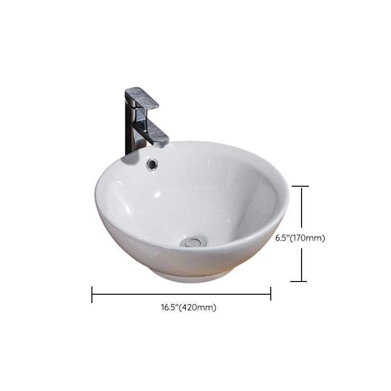 Modern Bathroom Sink Solid Color Porcelain Vessel Bathroom Sink