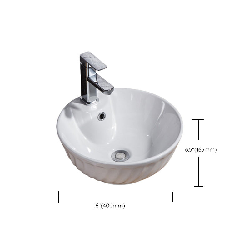 Modern Bathroom Sink Solid Color Porcelain Vessel Bathroom Sink