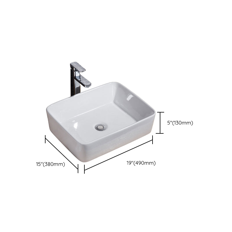 Modern Bathroom Sink Solid Color Porcelain Vessel Bathroom Sink
