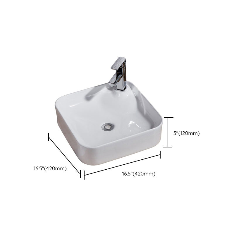 Modern Bathroom Sink Solid Color Porcelain Vessel Bathroom Sink