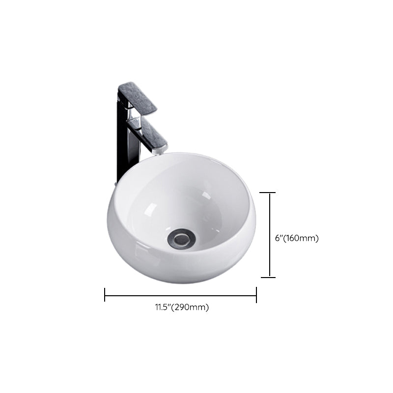 Modern Bathroom Sink Solid Color Porcelain Vessel Bathroom Sink