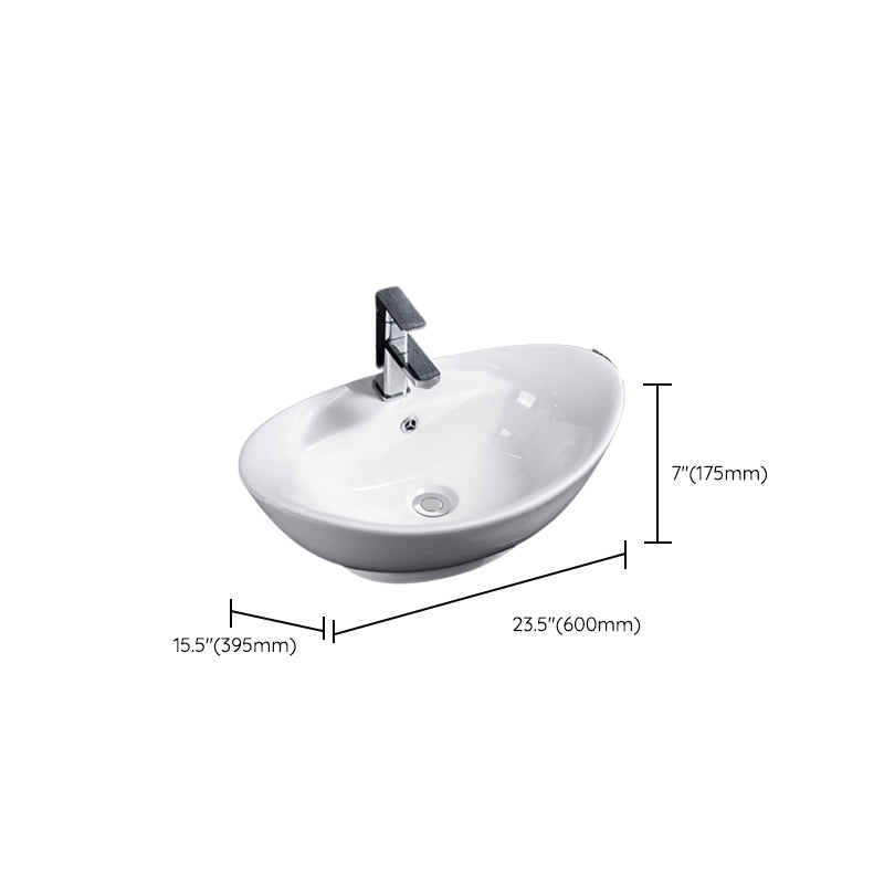 Modern Bathroom Sink Solid Color Porcelain Vessel Bathroom Sink