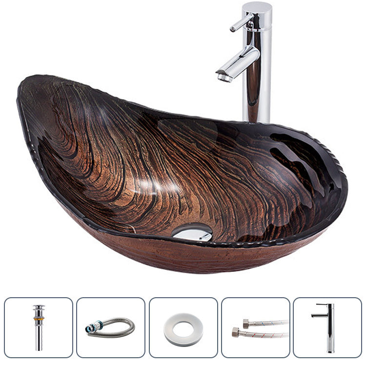 Creative Glass Vessel Sink Specialty Vessel Bathroom Sink with Pop-Up Drain