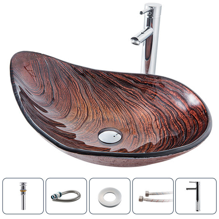 Creative Glass Vessel Sink Specialty Vessel Bathroom Sink with Pop-Up Drain