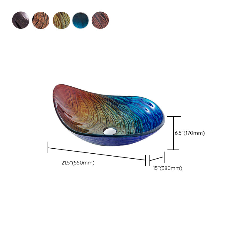 Creative Glass Vessel Sink Specialty Vessel Bathroom Sink with Pop-Up Drain