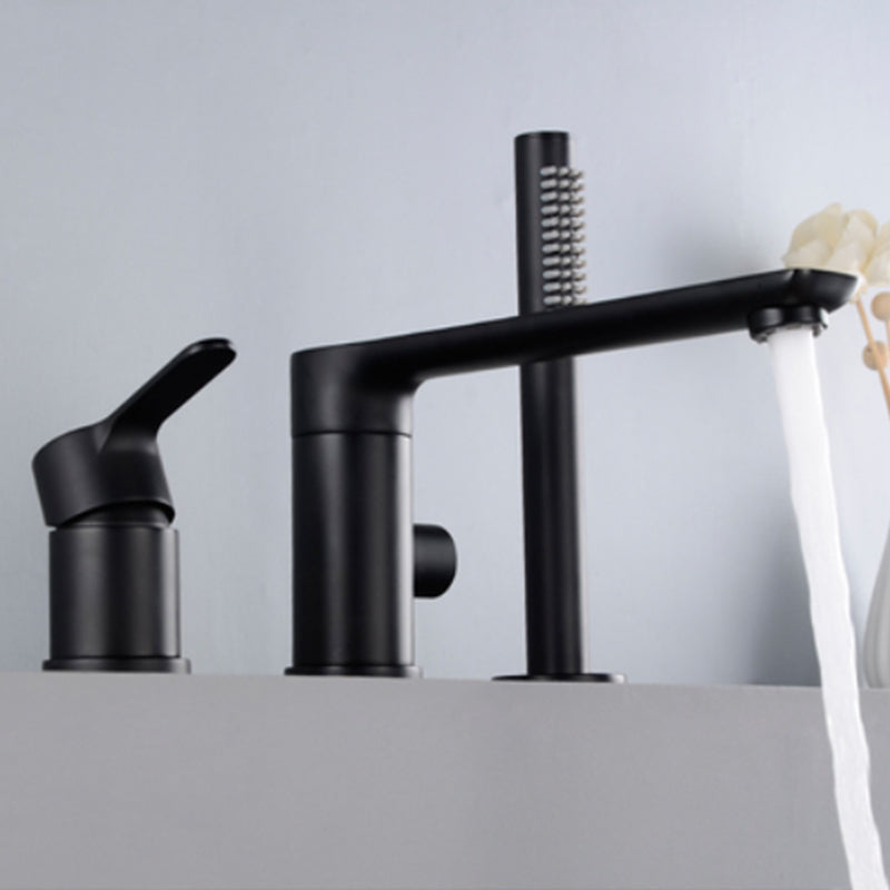 Modern Style Roman Tub Faucet Pure Color Deck-Mount Low Arc Copper Roman Tub Faucet
