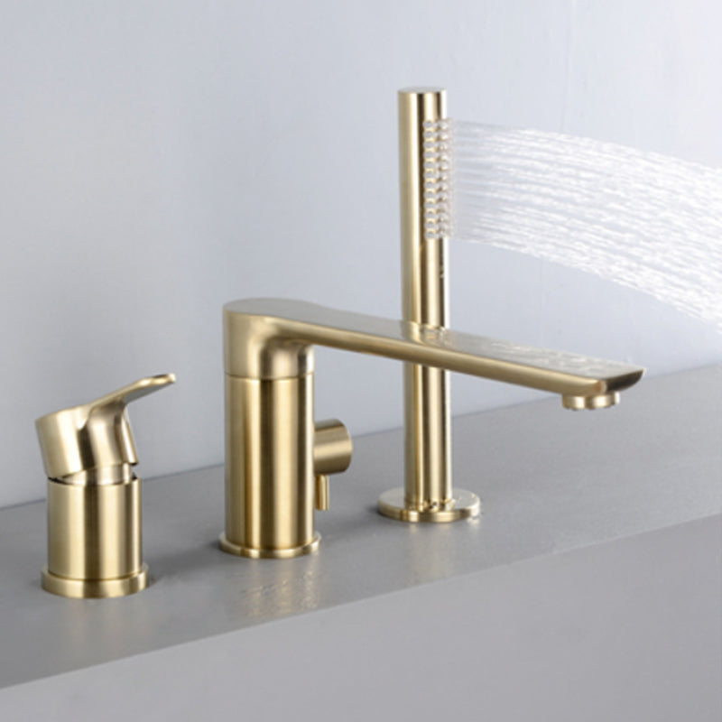 Modern Style Roman Tub Faucet Pure Color Deck-Mount Low Arc Copper Roman Tub Faucet
