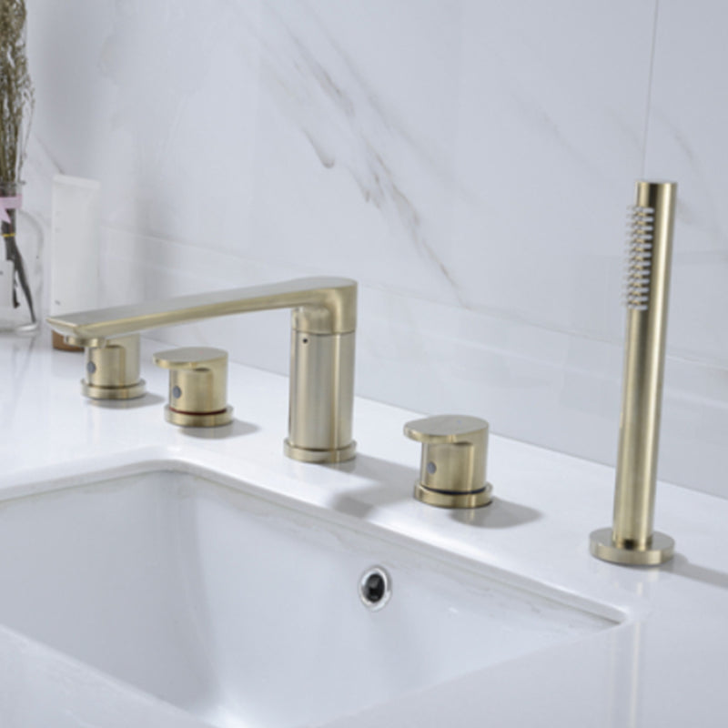 Modern Style Roman Tub Faucet Pure Color Deck-Mount Low Arc Copper Roman Tub Faucet