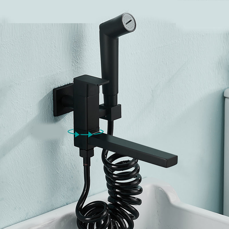 Modern Tub Filler Wall Mount Handshower Swivel Copper Tub Filler with Single Lever Handle