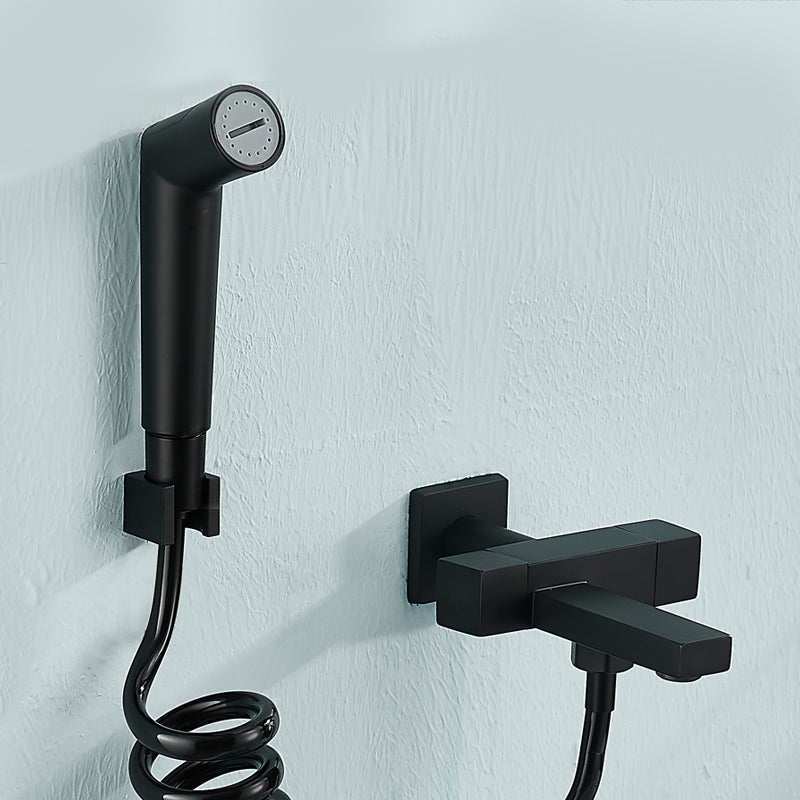 Modern Tub Filler Wall Mount Handshower Swivel Copper Tub Filler with Single Lever Handle