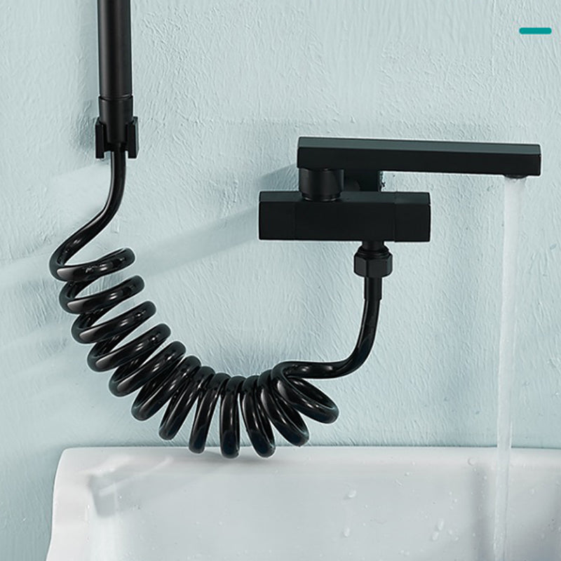 Modern Tub Filler Wall Mount Handshower Swivel Copper Tub Filler with Single Lever Handle