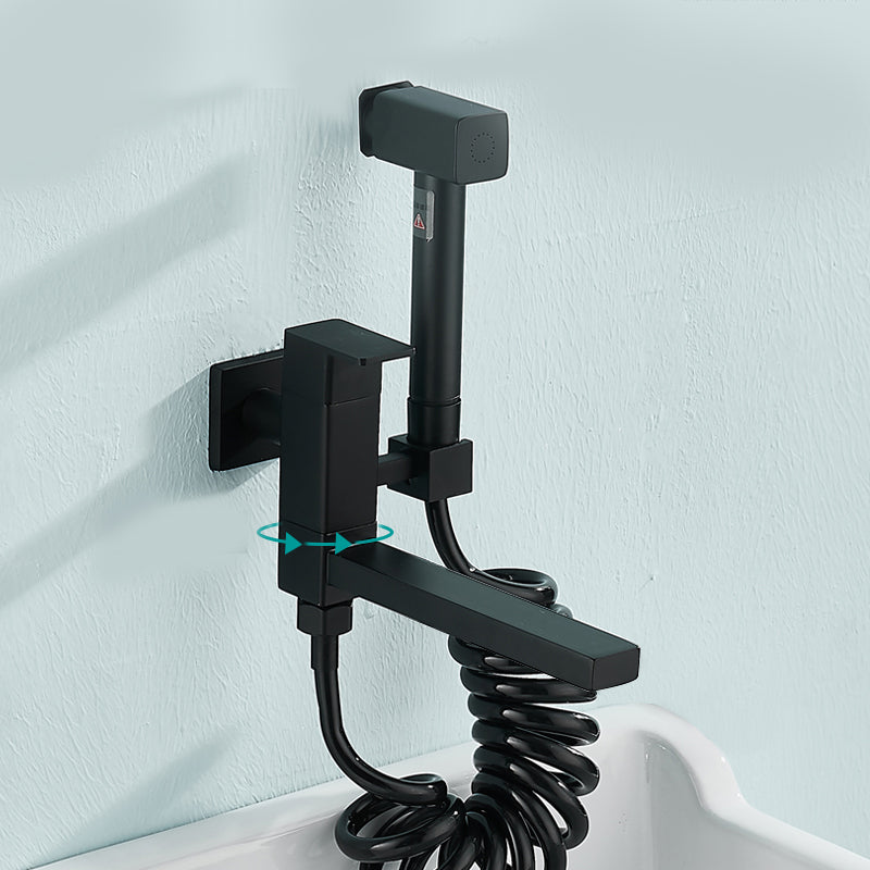 Modern Tub Filler Wall Mount Handshower Swivel Copper Tub Filler with Single Lever Handle