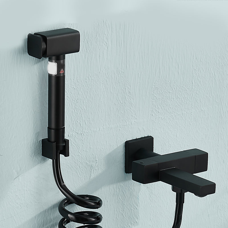 Modern Tub Filler Wall Mount Handshower Swivel Copper Tub Filler with Single Lever Handle