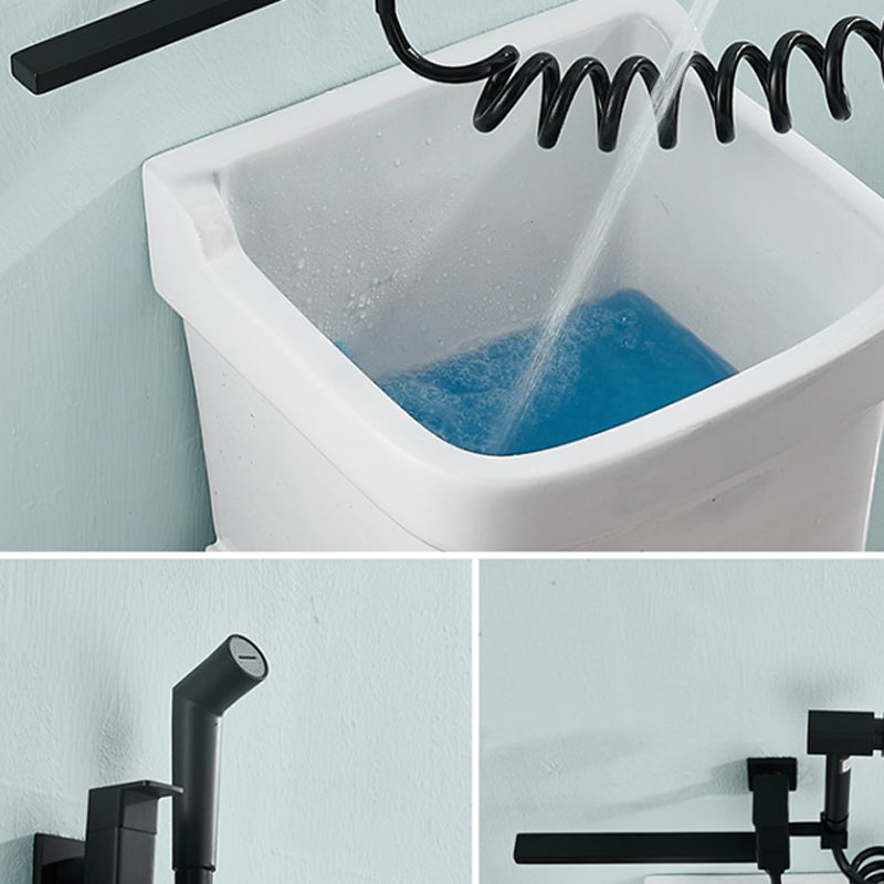 Modern Tub Filler Wall Mount Handshower Swivel Copper Tub Filler with Single Lever Handle