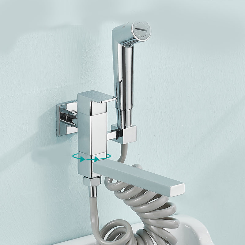 Modern Tub Filler Wall Mount Handshower Swivel Copper Tub Filler with Single Lever Handle