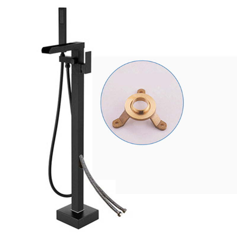 Modern Floor Standing Rod Handle Handheld Shower Head Bathtub Faucet