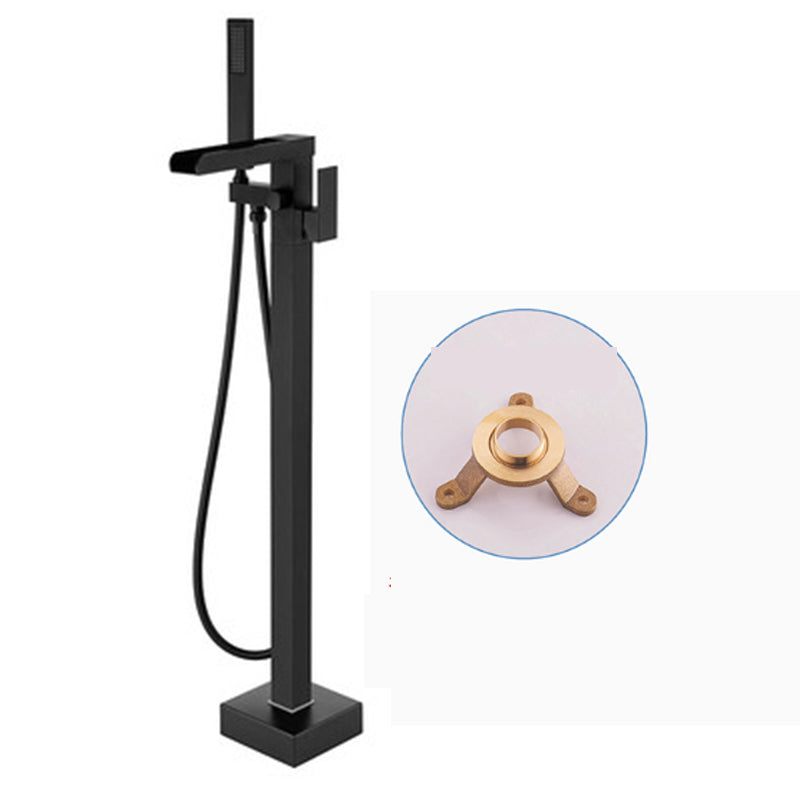 Modern Floor Standing Rod Handle Handheld Shower Head Bathtub Faucet