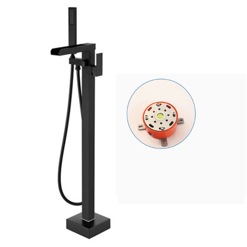 Modern Floor Standing Rod Handle Handheld Shower Head Bathtub Faucet