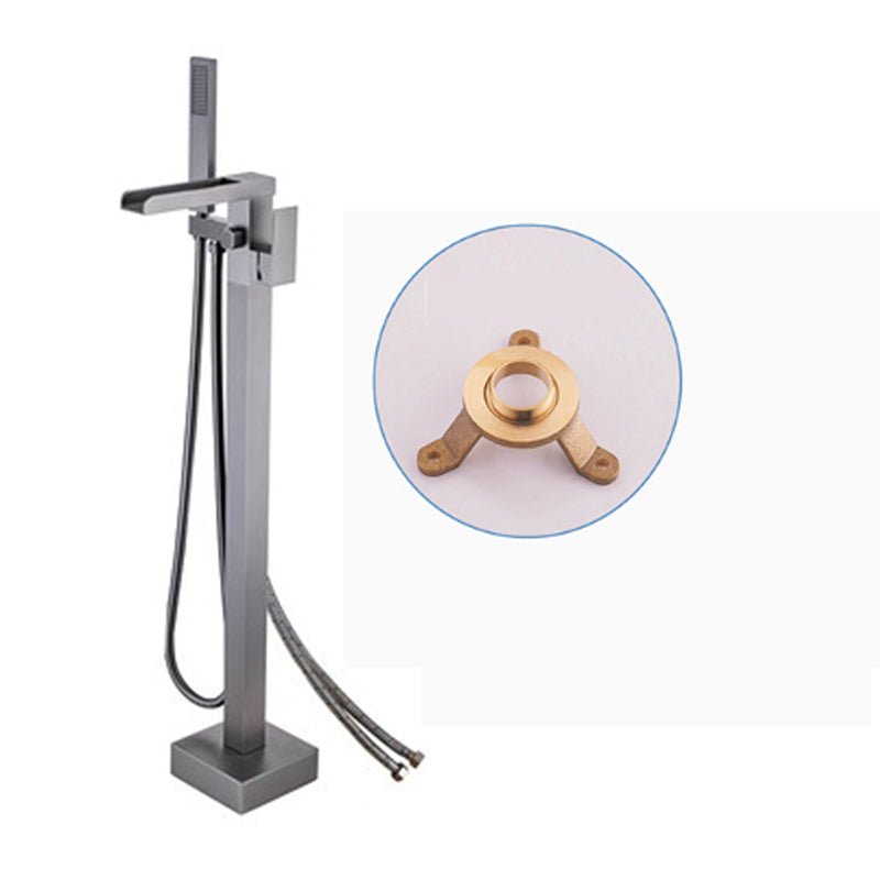 Modern Floor Standing Rod Handle Handheld Shower Head Bathtub Faucet