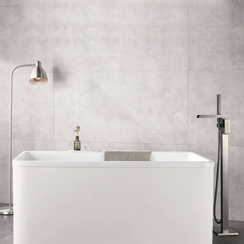 Modern Floor Standing Rod Handle Handheld Shower Head Bathtub Faucet