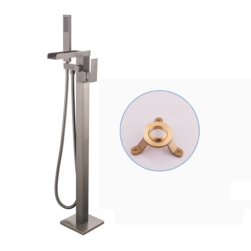 Modern Floor Standing Rod Handle Handheld Shower Head Bathtub Faucet