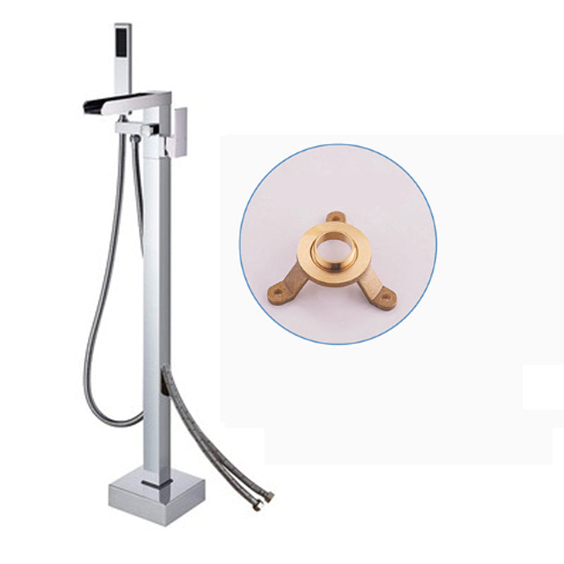 Modern Floor Standing Rod Handle Handheld Shower Head Bathtub Faucet