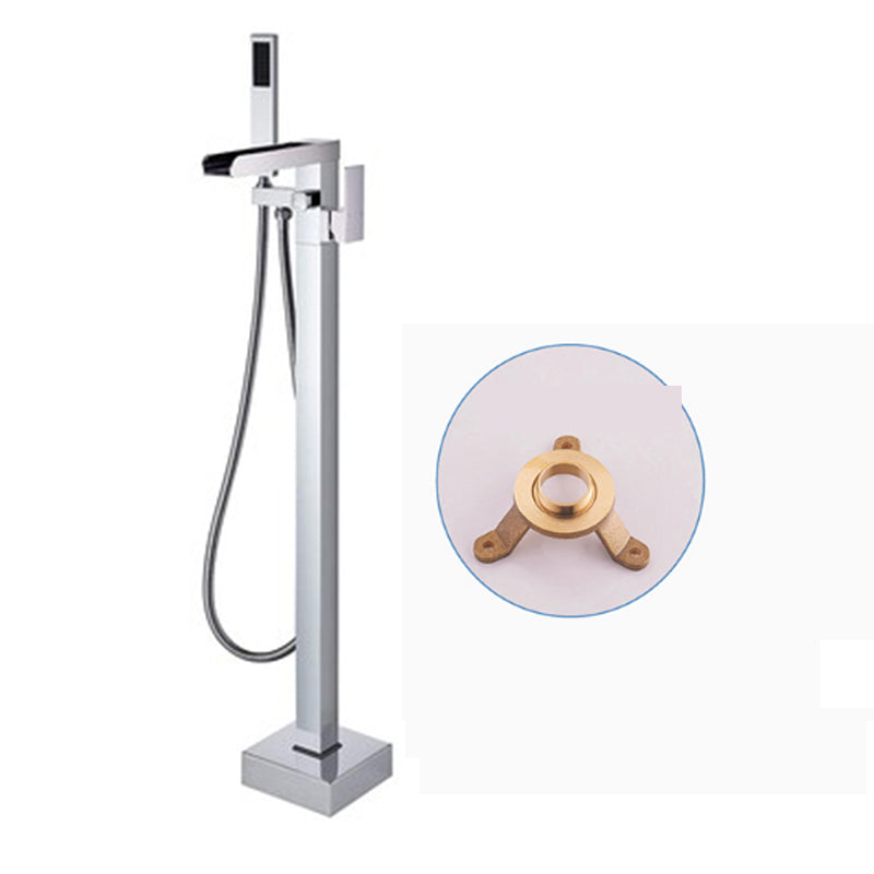 Modern Floor Standing Rod Handle Handheld Shower Head Bathtub Faucet