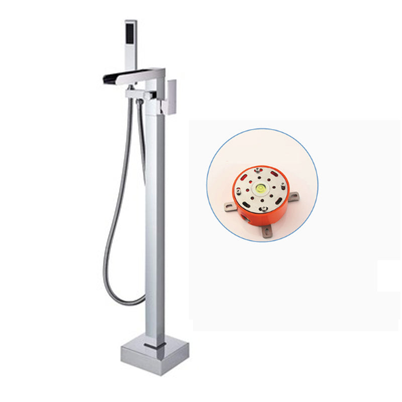 Modern Floor Standing Rod Handle Handheld Shower Head Bathtub Faucet