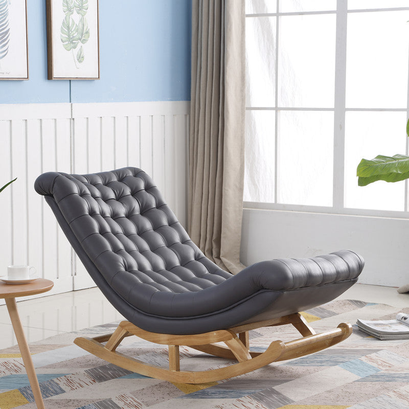 Wood Base Single Lazy Sofa Chair Lounge Leisure Home Rocking Chair