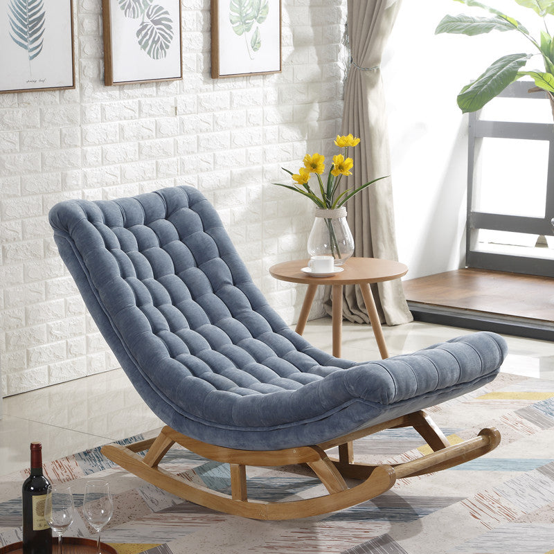 Wood Base Single Lazy Sofa Chair Lounge Leisure Home Rocking Chair