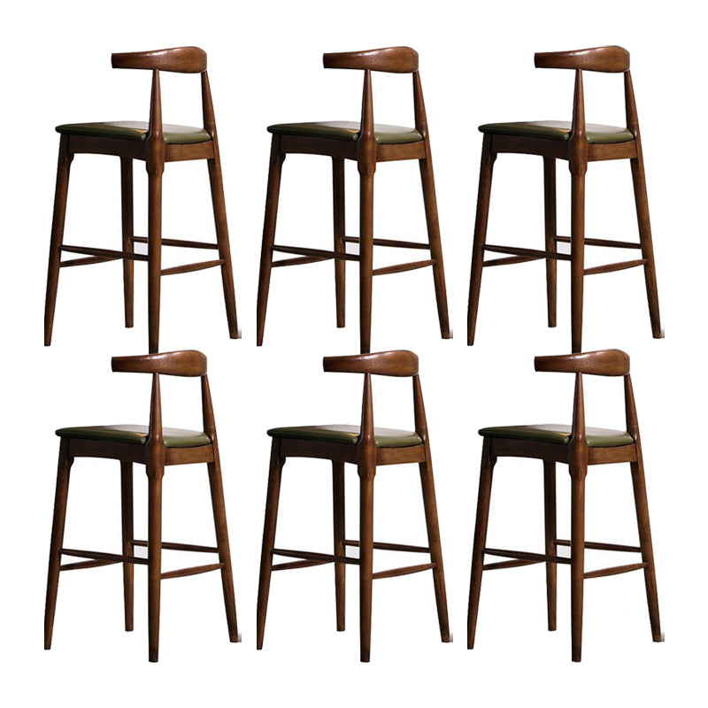Faux Leather Dining Stools Industrial Bar Stool with Solid Wood Base