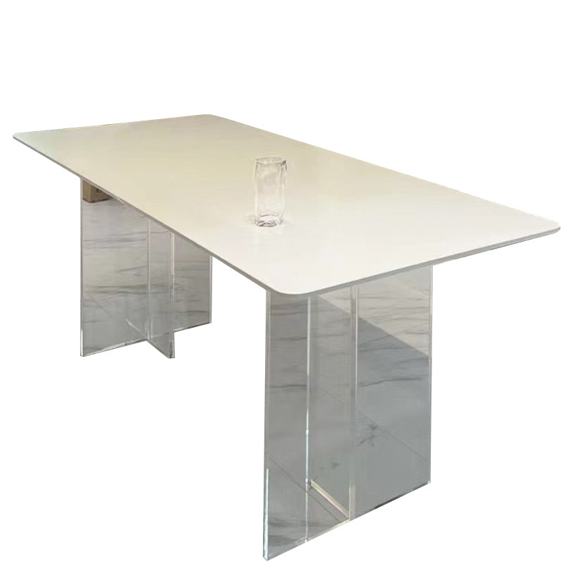 Contemporary 1/2/5 Pieces Furniture Rectangle Solid Wood Dining Set in White