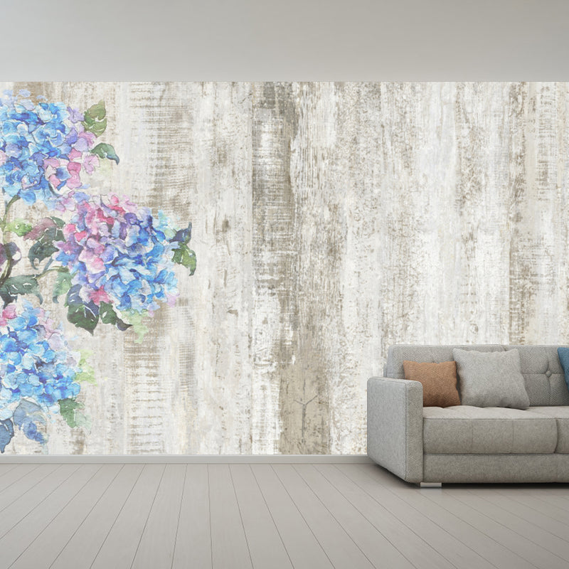 Illustration Stain Resistant Wallpaper Wood Grain Living Room Wall Mural