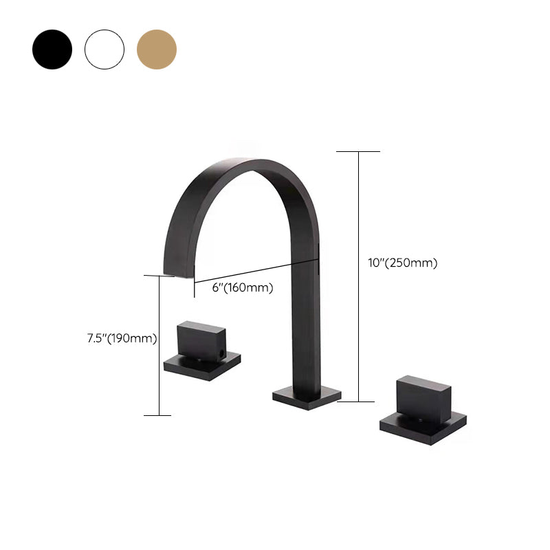 Modern 3 Holes Faucet Solid Color Knob Handle Gooseneck Widespread Faucets for Bathroom