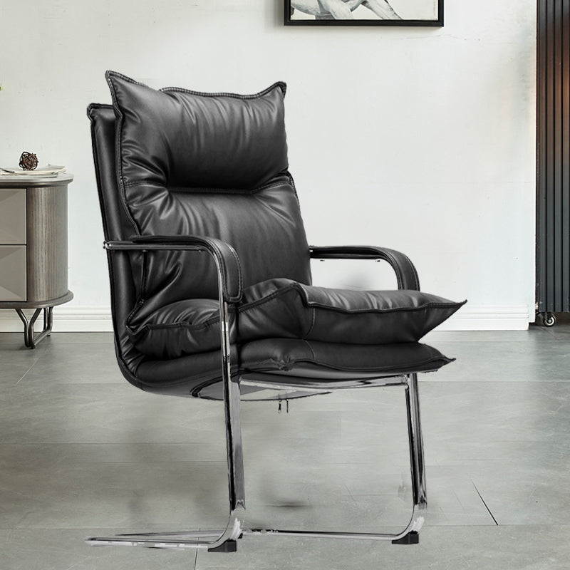 Fixed Arms Desk Chair Modern No Distressing Leather Office Chair