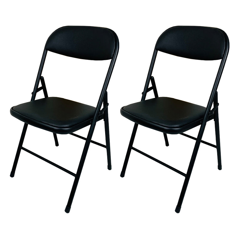 Modern Metal Office Chair No Wheels Mid/Low Back Desk Chair without Arm