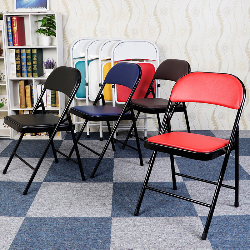 Modern Metal Office Chair No Wheels Mid/Low Back Desk Chair without Arm