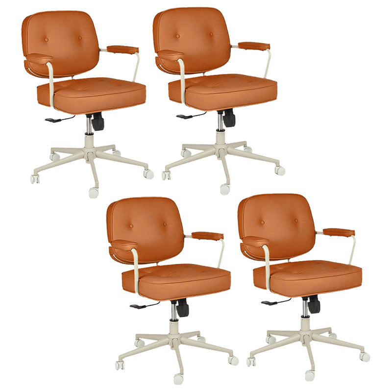 Padded Arms Desk Chair Modern No Distressing Leather Ergonomic Chair with Wheels