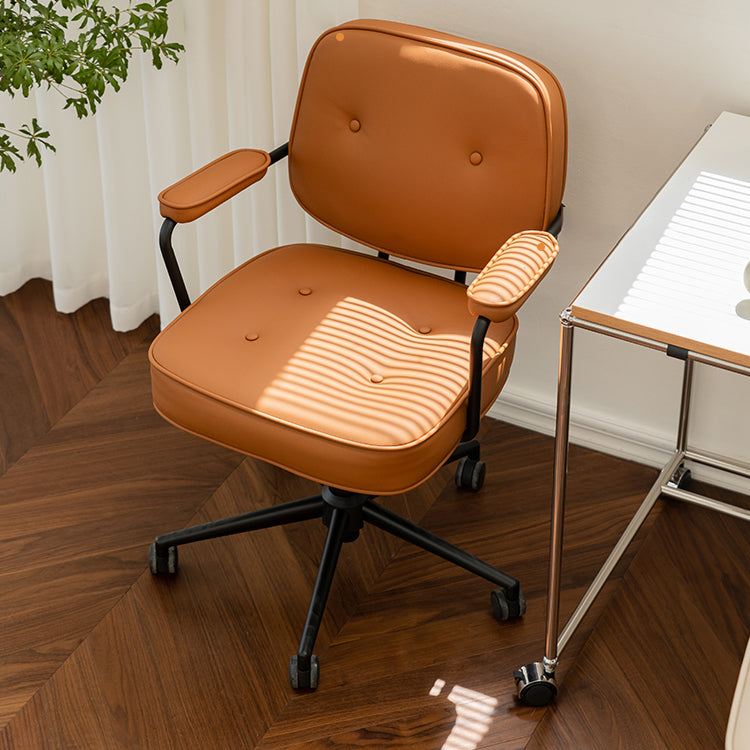 Padded Arms Desk Chair Modern No Distressing Leather Ergonomic Chair with Wheels