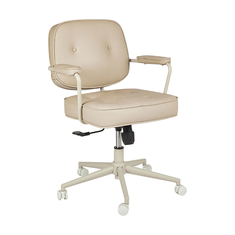 Padded Arms Desk Chair Modern No Distressing Leather Ergonomic Chair with Wheels