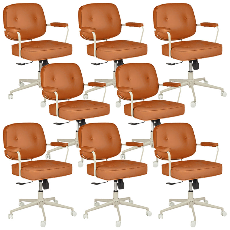 Padded Arms Desk Chair Modern No Distressing Leather Ergonomic Chair with Wheels