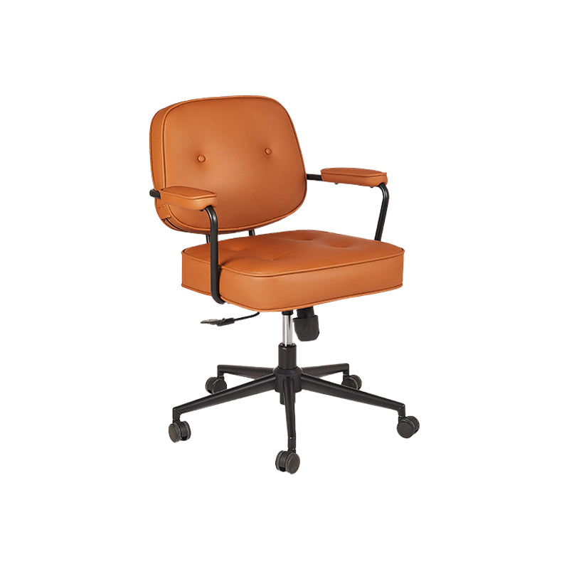 Padded Arms Desk Chair Modern No Distressing Leather Ergonomic Chair with Wheels