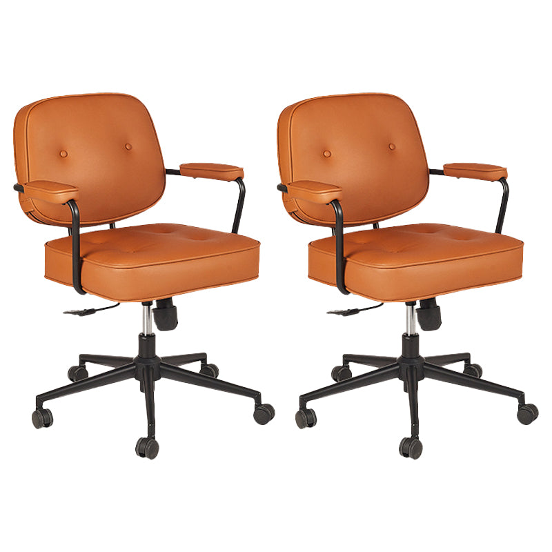 Padded Arms Desk Chair Modern No Distressing Leather Ergonomic Chair with Wheels