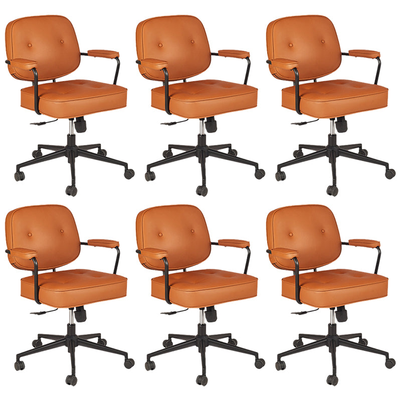 Padded Arms Desk Chair Modern No Distressing Leather Ergonomic Chair with Wheels