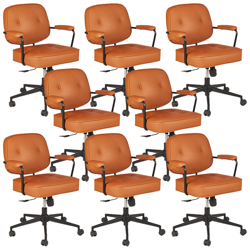 Padded Arms Desk Chair Modern No Distressing Leather Ergonomic Chair with Wheels