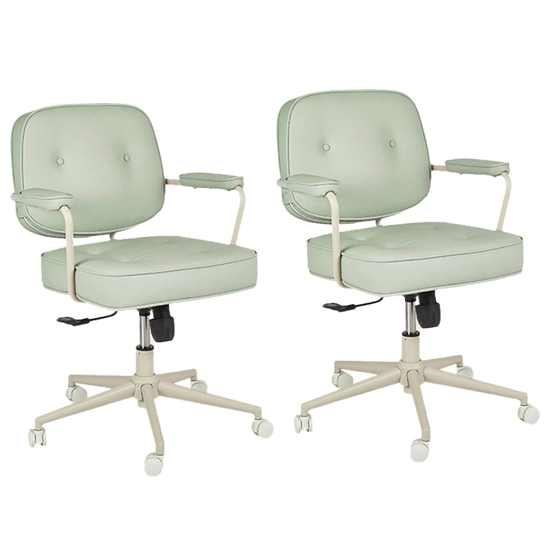 Padded Arms Desk Chair Modern No Distressing Leather Ergonomic Chair with Wheels