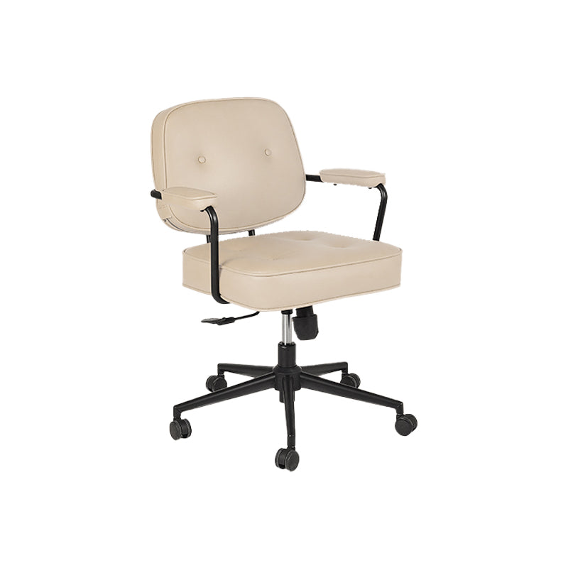 Padded Arms Desk Chair Modern No Distressing Leather Ergonomic Chair with Wheels